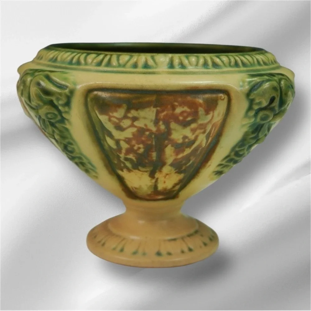 Roseville Pottery‎ Grape Pedestal Vase Compote Vintage 1930s Art Deco
